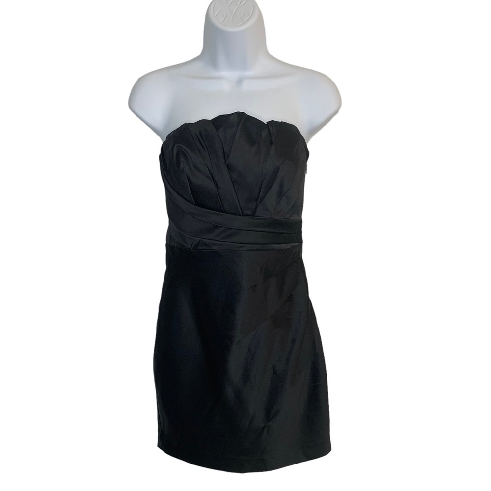 EXPRESS Satin Strapless Pin Tuck Tulip Top Evening Dress Sz 0